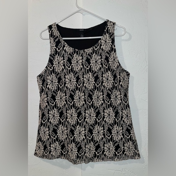 Alfani Tops - Alfani Black Tank Top with Cream Lace Overlay